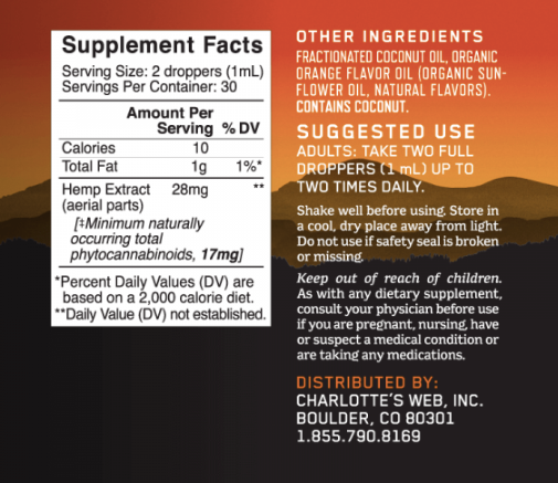 Charlotte's Web 17mg Hemp Extract - ORANGE BLOSSOM